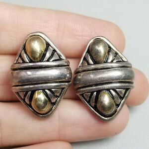 Vintage Airess Sterling Silver Stud Earrings, Puffy Design, 925 Signed, Estate